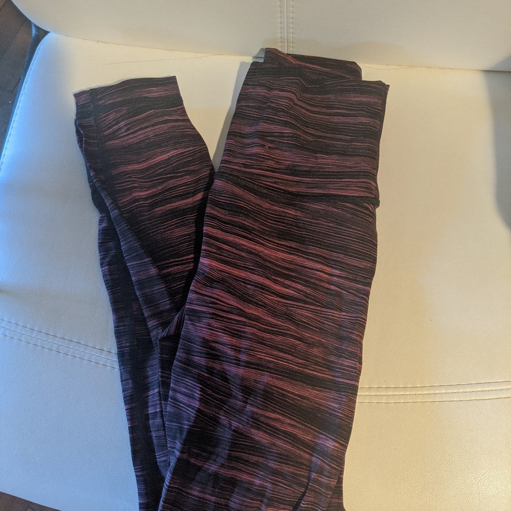 Lululemon leggings purple black stripe